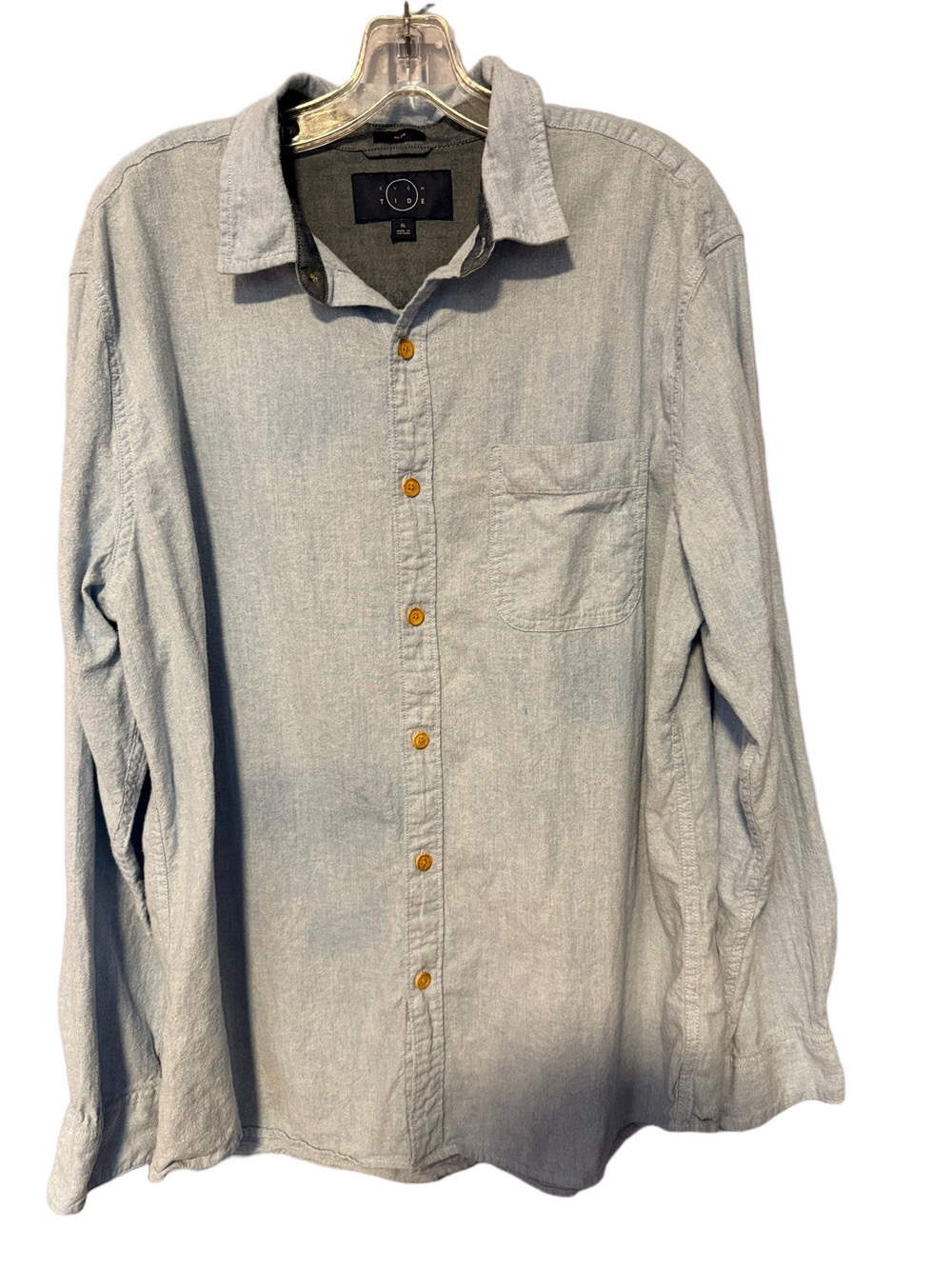 Even Tide Light Blue Button Down Shirt XL Slim Fit Cotton Casual Classic